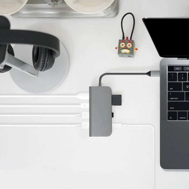 Alt view image 4 of 4 - Almighty Dock C2 Multi USB Hub Ethernet 4K Mini DisplayPort Space Gray TUN-OT-000042