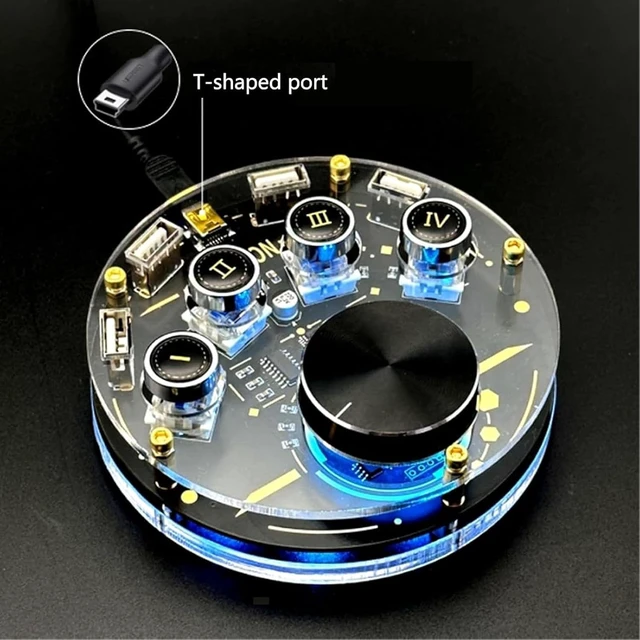 Alt view image 5 of 7 - USB Docking Station, USB Hub with 4 Programmable Shortcut Keys, Volume Control Knob, 3 USB 2.0 Ports, USB Power Port and 24 RGB Lighting Effects for PC Gaming Desktop Studio