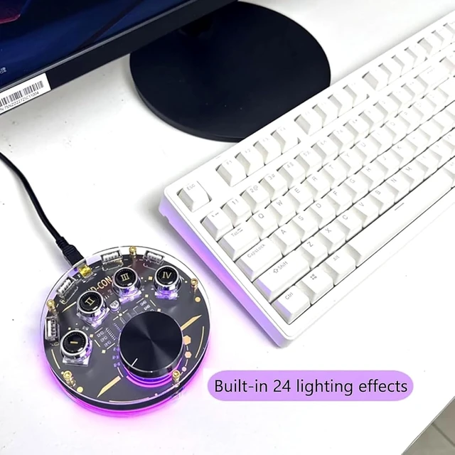 Alt view image 7 of 7 - USB Docking Station, USB Hub with 4 Programmable Shortcut Keys, Volume Control Knob, 3 USB 2.0 Ports, USB Power Port and 24 RGB Lighting Effects for PC Gaming Desktop Studio
