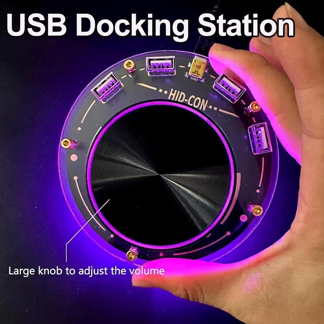 Alt view image 6 of 7 - USB Docking Station, USB Hub with 4 Programmable Shortcut Keys, Volume Control Knob, 3 USB 2.0 Ports, USB Power Port and 24 RGB Lighting Effects for PC Gaming Desktop Studio