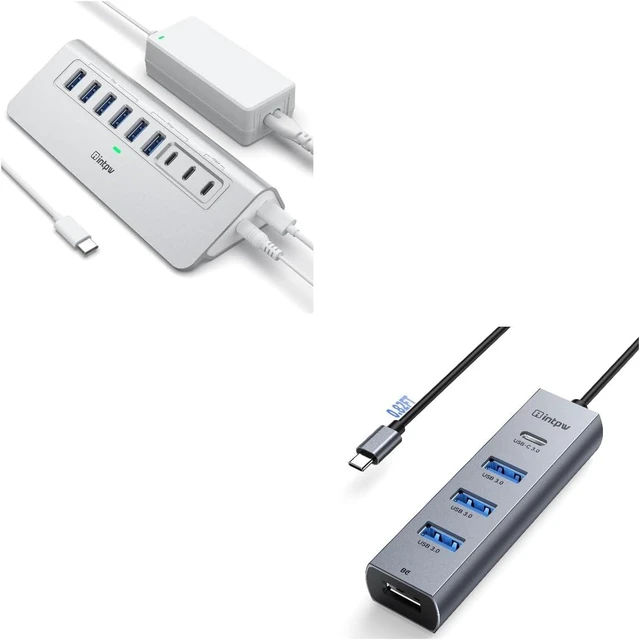 Main image of Powered USB Hub 10Gbps and USB C to USB A Hub Splitter 5 Ports with BC Charging