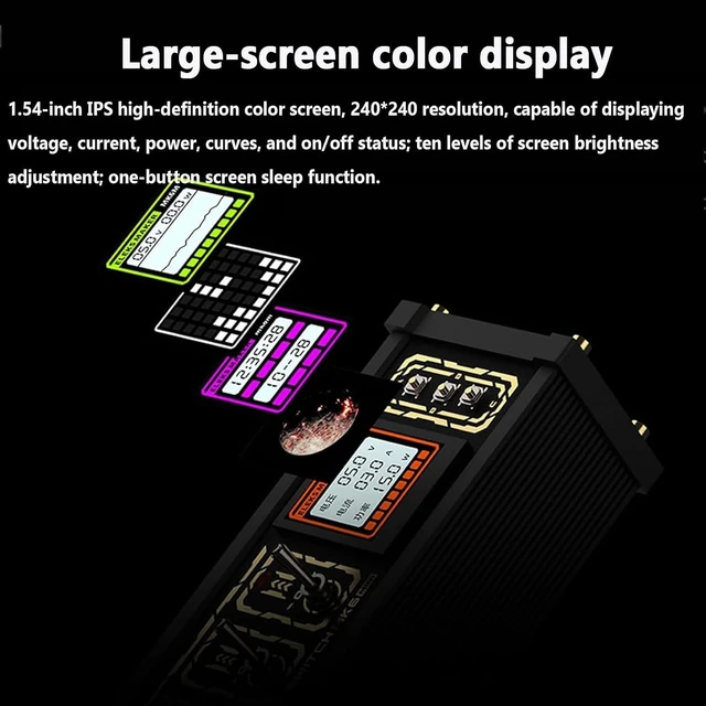 Alt view image 5 of 6 - 8 Port USB Docking Station, Retro Desktop Power Hub, Independent Control, with 1.54" IPS Color Screen Custom Image, for Mice USB, Flash Drives, Phones and Office Gadgets