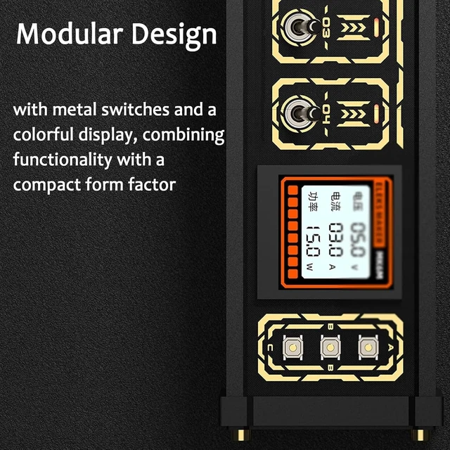 Alt view image 6 of 6 - 8 Port USB Docking Station, Retro Desktop Power Hub, Independent Control, with 1.54" IPS Color Screen Custom Image, for Mice USB, Flash Drives, Phones and Office Gadgets
