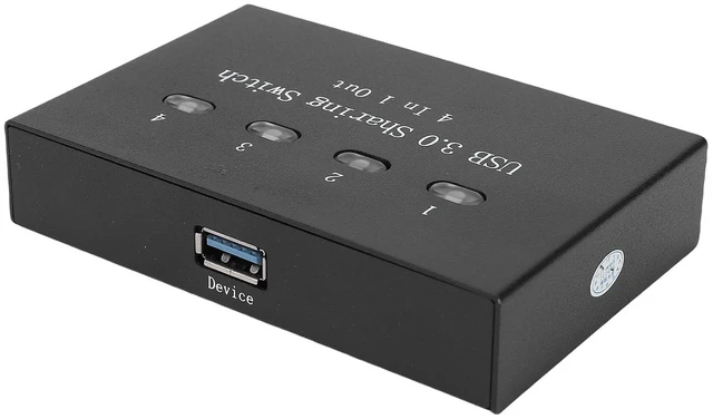 Alt view image 7 of 7 - USB Switcher, 4 Port USB 3.0 High Speed Plug and Play Hub with Printer Sharing Switch Aluminum Alloy Housing for PC Laptop Office Work