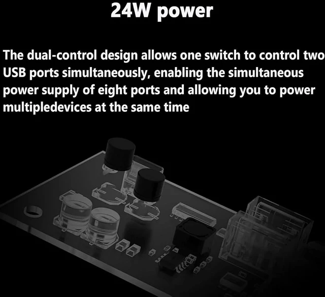 Alt view image 2 of 7 - 8 Port USB Switcher, 8 Port USB Docking Station with Led Display, Custom Image, 10 Levels of Adjustable Brightness, Independent Control, for Electronic Devices