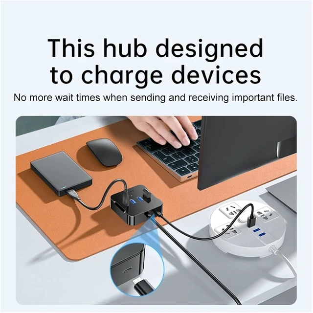 Alt view image 7 of 7 - USB Hub 4 Ports Multiple 3 Quick Sync Splitter for Extender for A Port PC Desktop and More