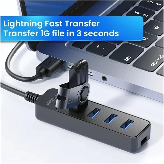 Alt view image 3 of 6 - Multi-Port USB TY>pe C Hub 4-Port Separator Adapter High-Speed 3 Splitter Power for Computer Accessories(USB Hub 30cm)