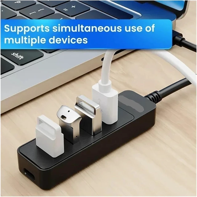 Alt view image 4 of 6 - Multi-Port USB TY>pe C Hub 4-Port Separator Adapter High-Speed 3 Splitter Power for Computer Accessories(USB Hub 30cm)