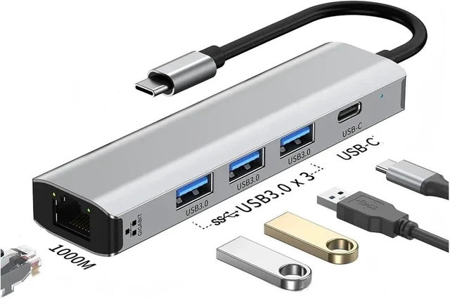 Main image of USB C HUB Multiport Adapter USB-C USB-A TY>pe 3 Ethernet RJ45 Data Transfer Docking Station for Pro(2208T)