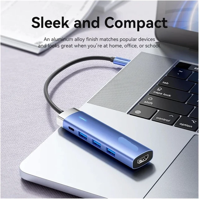 Alt view image 5 of 6 - USB C HUB 4K@30Hz HDMI 3 Desktop Adapter PD 100W Splitter for Pro