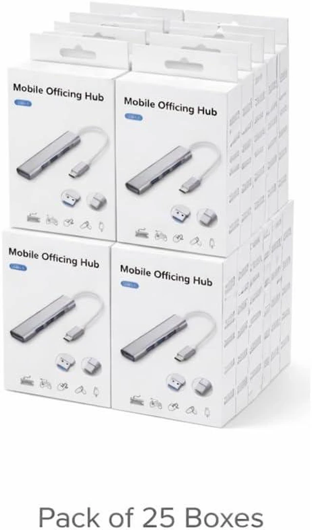 Alt view image 4 of 4 - (25 Pack) USB-C to USB 3.0 Hub, 3 USB Port Adapter, Connect to USB Keyboard, Mouse, and USB Drive for Data Transfer, Compatible with Mac mini, Laptop, Tablets Bulk Wholesale Lot