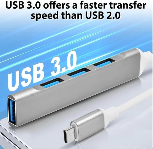 Alt view image 3 of 4 - (25 Pack) USB-C to USB 3.0 Hub, 3 USB Port Adapter, Connect to USB Keyboard, Mouse, and USB Drive for Data Transfer, Compatible with Mac mini, Laptop, Tablets Bulk Wholesale Lot