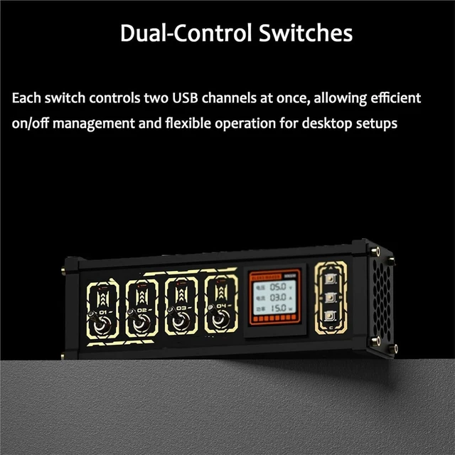 Alt view image 4 of 7 - 8 Port USB Docking Station, 8 Ports USB C Splitter, Retro Desktop Controller, Share Devices, Independent Control, Button Switch, with Screen Display, for Connecting Mice &Flash Drives.
