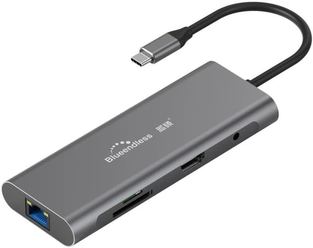 Main image of 9 in 1 USB C Hub Adapter Docking Station with 1000Mbps Ethernet LAN Port 35mm Aux 3X USB 30 TF SD Card Reader Compatible with Laptops Tablets and USB C Devices
