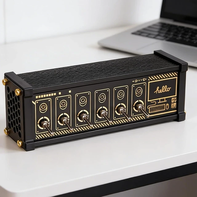 Main image of 6 Port USB Hub Docking Station, PC Type C Input Accessories with 6 Independent switches & Button Switch, 9 Convenient Input Ports, for Phones, Tablets, and Gadgets, Desktop, Desk Setup