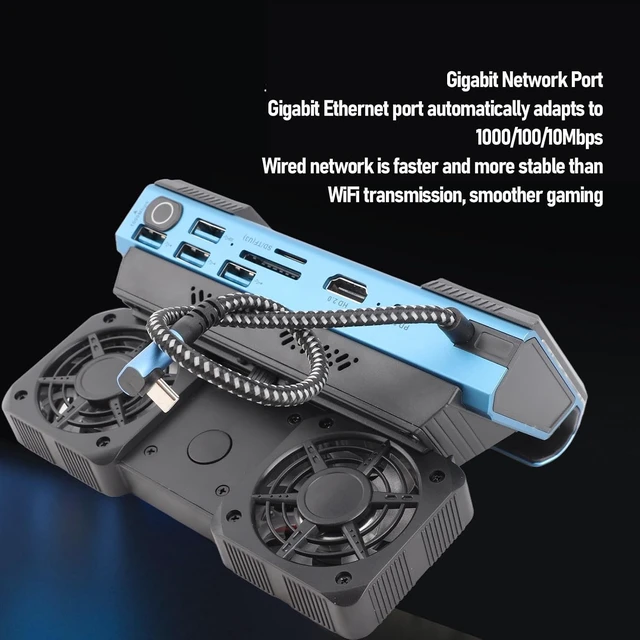 Alt view image 5 of 7 - ASHATA Docking Station 4K@60Hz for Steam Deck, 9 in 1 for Steam Deck Dock with HDMI 2.0 Gigabit Ethernet 4xUSB3.0 Ports 100W PD Charging, with Dual Cooling Fan