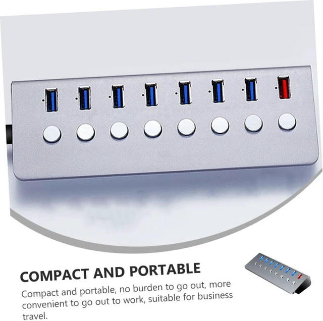 Alt view image 4 of 7 - Kisangel Port USB Hub with Charging Port Independent Off Switches USB Divider for Laptop and Desktop with Fast Charging Compatible with Multiple Devices