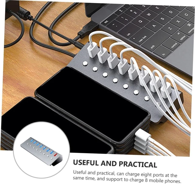 Alt view image 7 of 7 - Kisangel Port USB Hub with Charging Port Independent Off Switches USB Divider for Laptop and Desktop with Fast Charging Compatible with Multiple Devices
