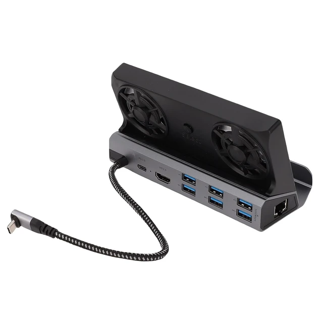 Alt view image 5 of 7 - SUNGOOYUE Multifunctional Docking Station Suitable for with 4K 60 Hz HD Multimedia Interface 2.0, RJ45 1000 Mbits, Two Fans for an Improved Gaming Experience