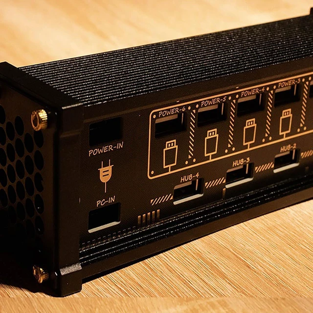 Alt view image 5 of 7 - 6 Ports USB C Switcher, 6 Port USB Hub Docking Station, 9 Convenient Input Ports, with Button Switch, for Phones, Tablets, and Gadgets, Desktop, Desk Setup