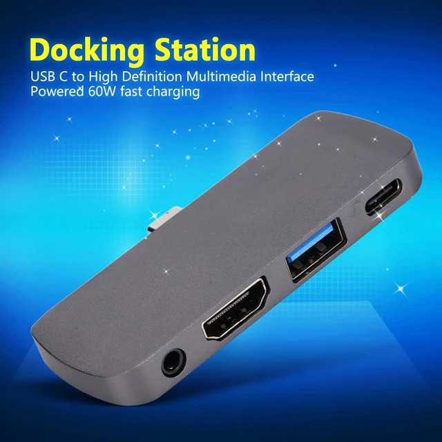 Alt view image 3 of 7 - USB C Docking Station 4 in 1 Hub A, USB C Dock for HD TVs, Fast Charging 60W PD and 5Gbps Data Transfer, Supports 4K HD Output with Aluminum y for T
