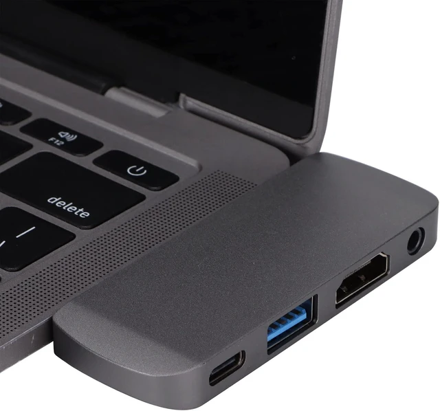 Alt view image 2 of 7 - USB C Docking Station 4 in 1 Hub A, USB C Dock for HD TVs, Fast Charging 60W PD and 5Gbps Data Transfer, Supports 4K HD Output with Aluminum y for T