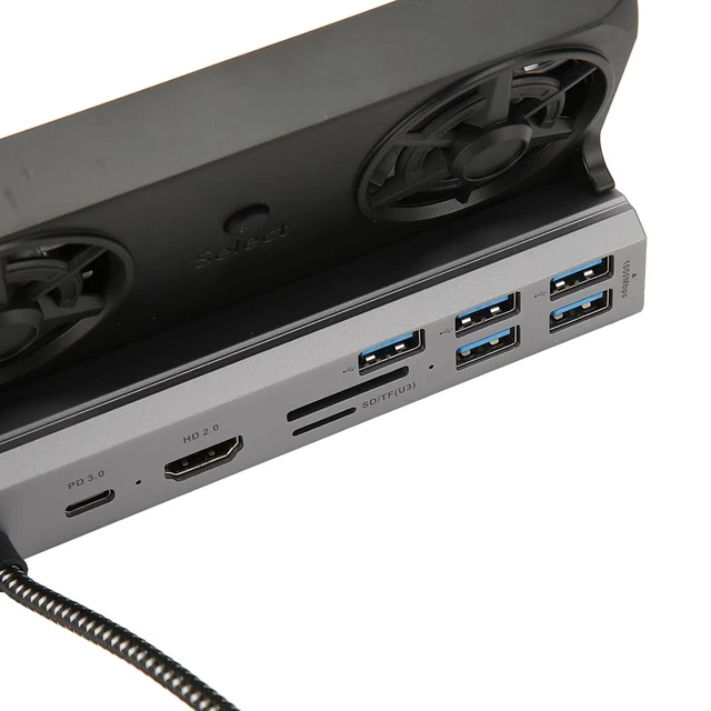Alt view image 6 of 7 - Aumotop 10 in 1 Aluminum Alloy Docking Station for with Dual Cooling Fan 4K At 60Hz 100W Charging, for Rog Ally Dock Plug and Play