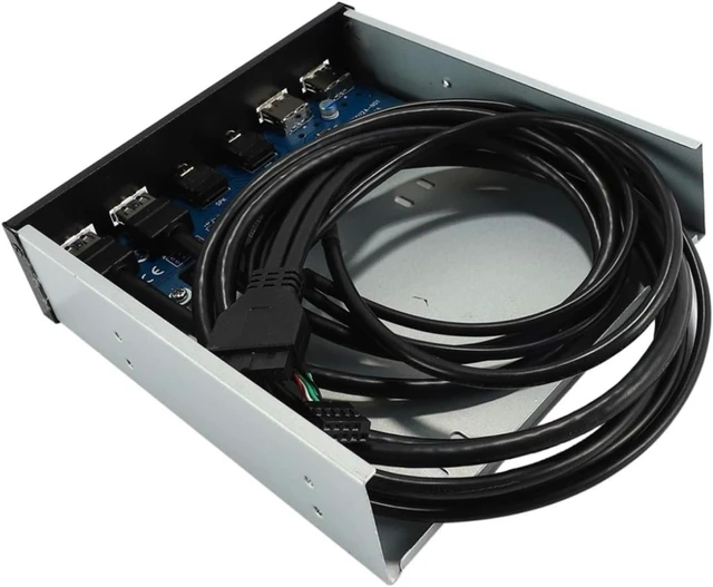 Alt view image 4 of 4 - 5.25 Inch Desktop PC Case Front Panel USB Hub 2x USB 3.0 2x USB 2.0 Ports HD Audio 20 Pin Connector