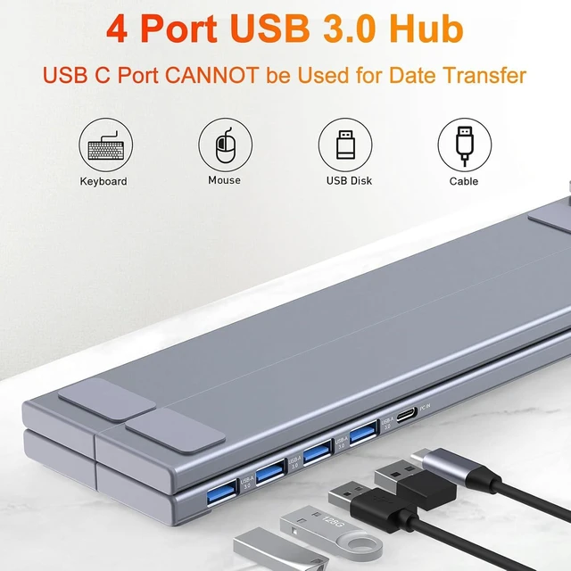 Alt view image 2 of 7 - USB C Dock Tablet Stand, 5-in-1 USB C Hub Laptop Docking Station Stand with 4X USB-A 3.0 5Gbps Data Ports, Folding Expansion Dock Station for MacBook/iMac/iPad/iPhone/Switch/Steam Deck Device