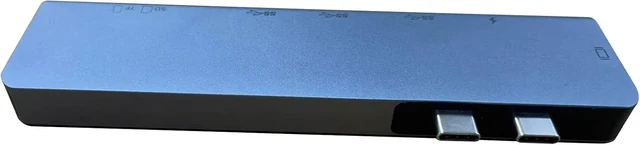 Alt view image 2 of 3 - HUAKETECH USB C Hub Adapter 6-in-1 for MacBook, Dual USB Type-C to Multi-Port Converter, Blue