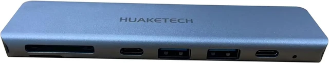 Alt view image 3 of 3 - HUAKETECH USB C Hub Adapter 6-in-1 for MacBook, Dual USB Type-C to Multi-Port Converter, Blue