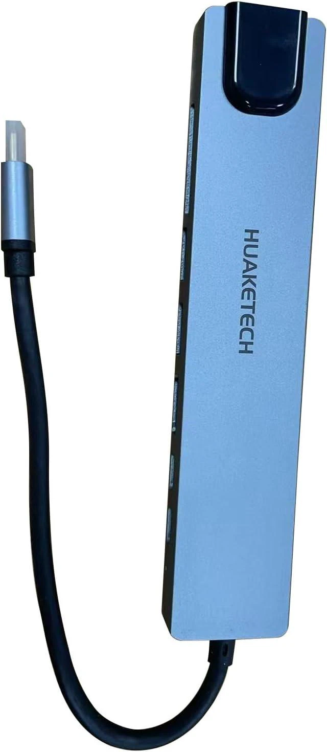 Main image of HUAKETECH 7-in-1 USB-C Hub Adapter with HDMI, Multiport Docking Station, Space Gray, Portable Data Transfer Converter