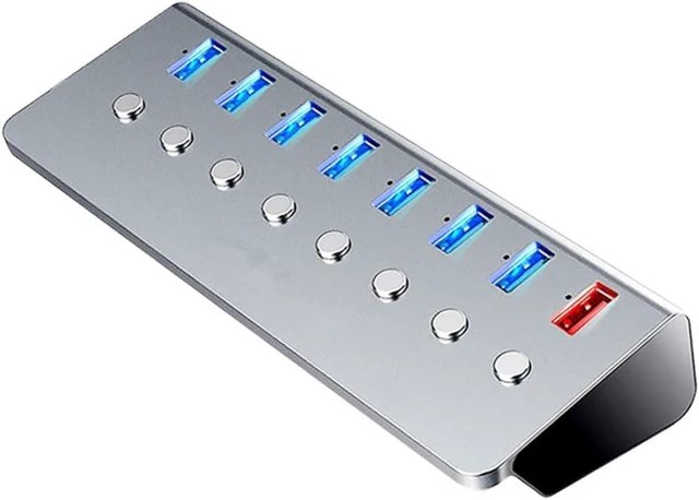 Main image of 7 Port USB 3.0 Hub Splitter with 1 Charging Port Compact Aluminum