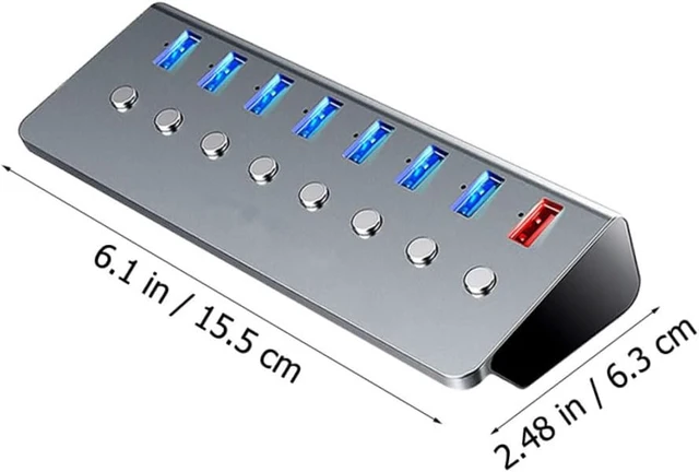 Alt view image 2 of 7 - 7 Port USB 3.0 Hub Splitter with 1 Charging Port Compact Aluminum