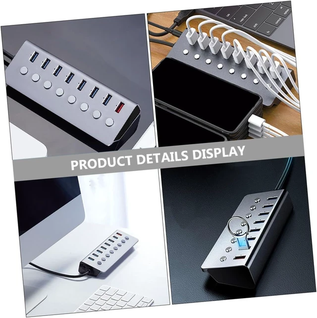 Alt view image 4 of 7 - 7 Port USB 3.0 Hub Splitter with 1 Charging Port Compact Aluminum
