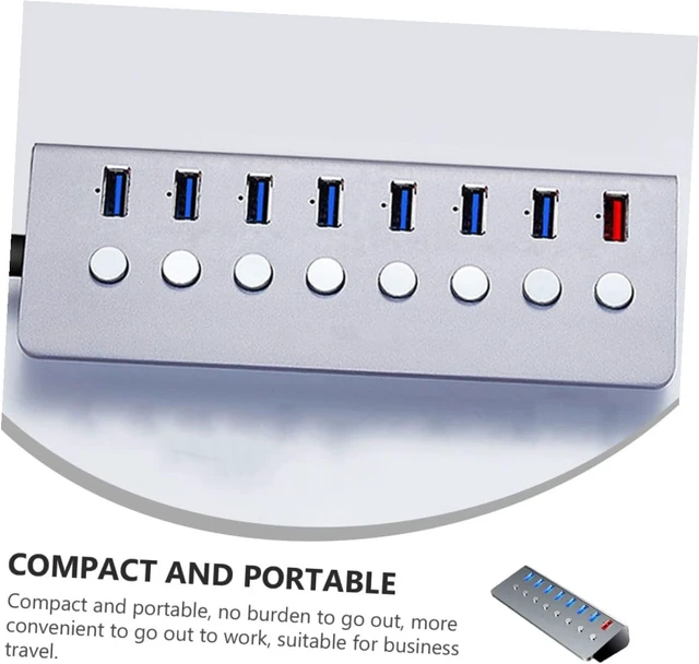Alt view image 5 of 7 - 7 Port USB 3.0 Hub Splitter with 1 Charging Port Compact Aluminum