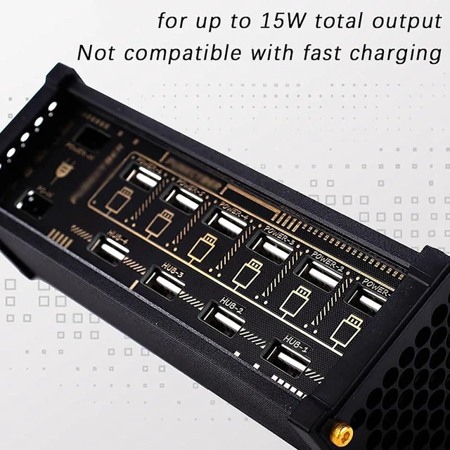 Alt view image 6 of 7 - 6 Ports USB C Docking Station, 6 Port USB Switcher, Independent Control, Button Switch, Data Transmission, for Phones, Tablets, Gadgets