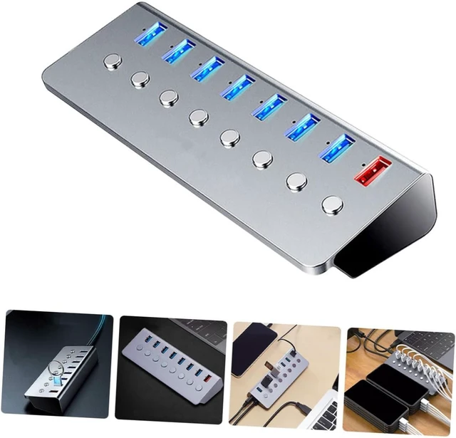 Alt view image 6 of 7 - 7 Port USB 3.0 Hub Splitter with 1 Charging Port Compact Aluminum