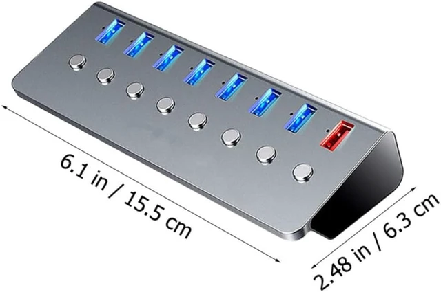 Alt view image 2 of 7 - BESPORTBLE Port USB Hub with Charging Port Independent Switches USB Expander for Data Transfer and Simultaneous Charging Compact and Portable for Laptop and Business Travel