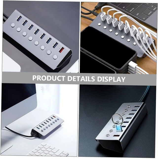 Alt view image 3 of 7 - BESPORTBLE Port USB Hub with Charging Port Independent Switches USB Expander for Data Transfer and Simultaneous Charging Compact and Portable for Laptop and Business Travel