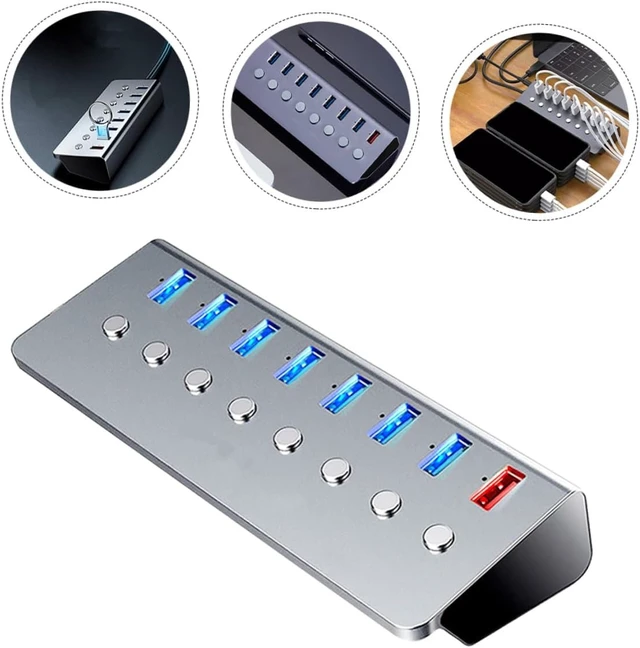 Alt view image 6 of 7 - BESPORTBLE Port USB Hub with Charging Port Independent Switches USB Expander for Data Transfer and Simultaneous Charging Compact and Portable for Laptop and Business Travel