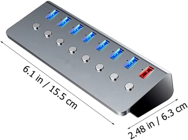 Alt view image 2 of 7 - VANZACK Port USB Hub with Independent Power Switches and Charging Port Lightweight USB Splitter Extender for Simultaneous Data Transfer and Mobile Phone Charging Compact for Home and