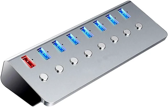 Main image of VANZACK Port USB Hub with Independent Power Switches and Charging Port Lightweight USB Splitter Extender for Simultaneous Data Transfer and Mobile Phone Charging Compact for Home and