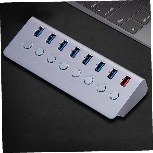 Alt view image 3 of 7 - VANZACK Port USB Hub with Independent Power Switches and Charging Port Lightweight USB Splitter Extender for Simultaneous Data Transfer and Mobile Phone Charging Compact for Home and
