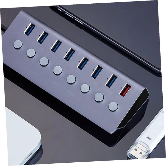 Alt view image 4 of 7 - VANZACK Port USB Hub with Independent Power Switches and Charging Port Lightweight USB Splitter Extender for Simultaneous Data Transfer and Mobile Phone Charging Compact for Home and