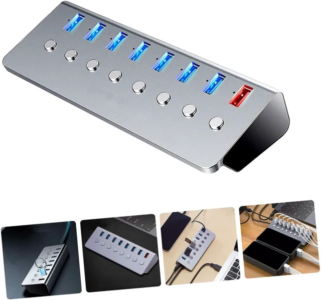 Alt view image 6 of 7 - VANZACK Port USB Hub with Independent Power Switches and Charging Port Lightweight USB Splitter Extender for Simultaneous Data Transfer and Mobile Phone Charging Compact for Home and