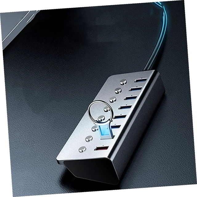 Alt view image 7 of 7 - VANZACK Port USB Hub with Independent Power Switches and Charging Port Lightweight USB Splitter Extender for Simultaneous Data Transfer and Mobile Phone Charging Compact for Home and