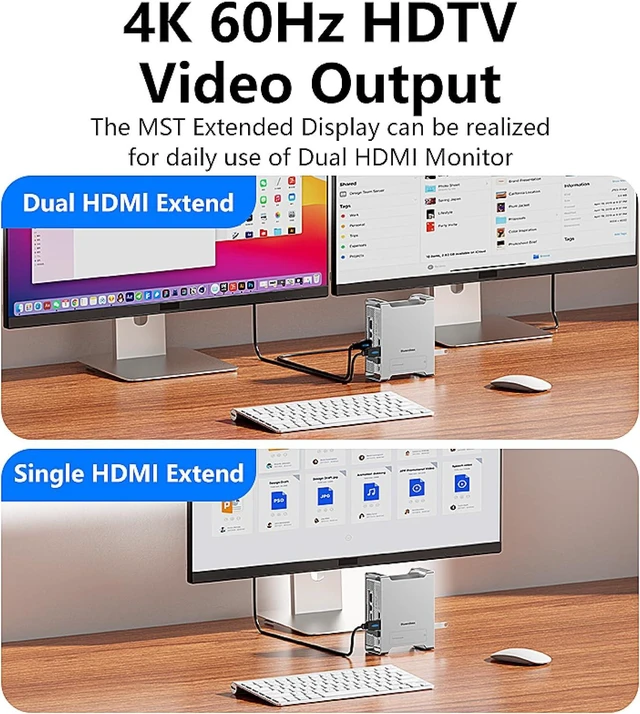 Alt view image 4 of 7 - USB C Hub Stand with M.2 NVME SSD Slot Enclosure for Mac mini M4/M4 Pro, Stand Type-C Docking Station SSD Case HDMI USB3.2 Gen2 SD4.0 TF4.0 (MAC908)