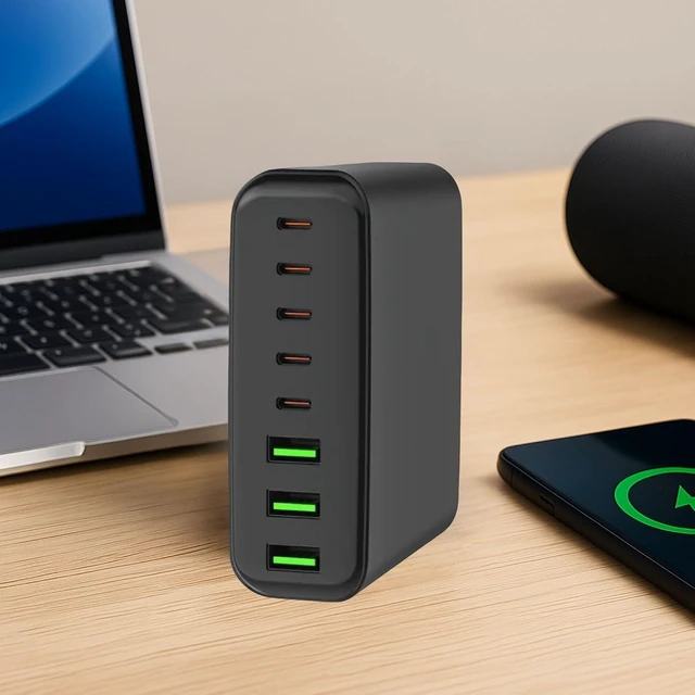 Alt view image 6 of 7 - RediTech Go 500W GaN Fast Charger 8-Port USB Charging Hub (5 USB-C + 3 USB-A) for Laptops, Tablets & Phones Includes Free 240W Cable
