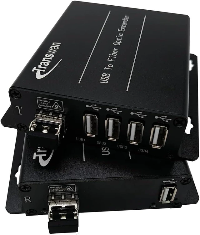 Main image of 4 Ports USB 2.0/1.1 hub Fiber Extender to Max 500 Meters (1640 FT) Over Multi-Mode Fiber (OM1~OM5) with SFP Module (BY-USB-388MF(4 Ports Hub Over MMF))